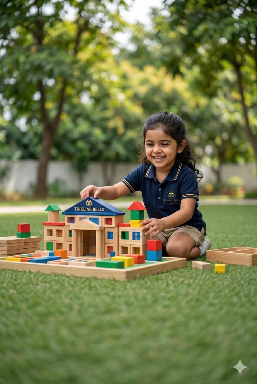 Bright preschool classroom with children engaged in learning activities